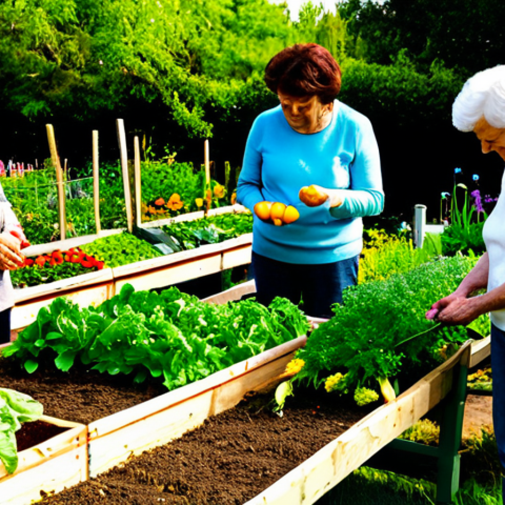 Community Garden Gathering**
A diverse group of fully clothed people tending to a lush community garden filled with vegetables and flowers, appropriate attire, safe for work. Focus on the interaction and collaboration between individuals of different ages and backgrounds, well-formed hands, natural body proportions, perfect anatomy, correct proportions, vibrant and colorful, bathed in warm sunlight, modest clothing, family-friendly, professional photography, high quality.
**