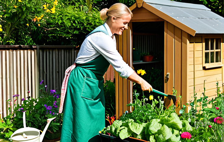 로우테크 라이프의 여가 시간 활용법 - The Joy of Gardening**
A woman in her garden, tending to herbs and vegetables in modest clothing. S...