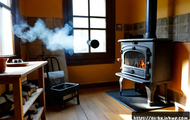 로우테크 라이프의 안전과 위험 요소 - Photorealistic low-tech home safety scene, middle-aged homeowner in a tidy sunlit kitchen checking a...
